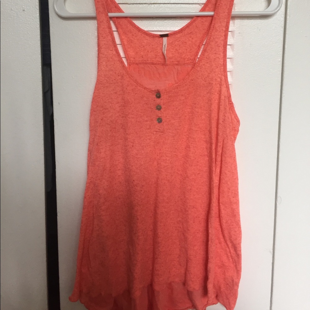 Coral free people tank with textured back